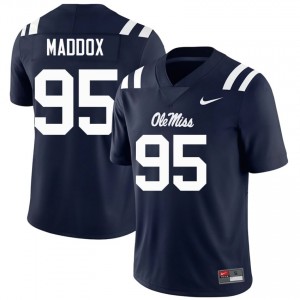 Navy Andrew Maddox #95 Mississippi Rebels Jersey | Men High School Football Limited Embroidery 45647648