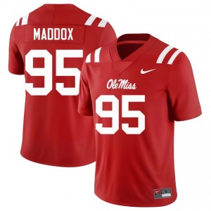 Andrew Maddox #95 Ole Miss Rebels Jersey | Gameday Red College Football Men Embroidery 61263962