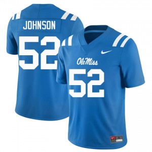 Officially Licensed Cooper Johnson #52 Ole Miss Rebels Powder Blue Jersey | Men University Football Stitch Fan Gear 60820143