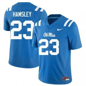 #23 George Hamsley Ole Miss Rebels Powder Blue Jersey | Authentic Stitch Men Player Football Gear 73475094