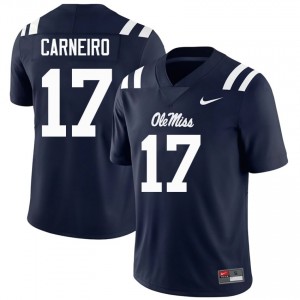 Navy Lucas Carneiro #17 Mississippi Rebels Jersey | Men High School Football Limited Embroidery 63202378