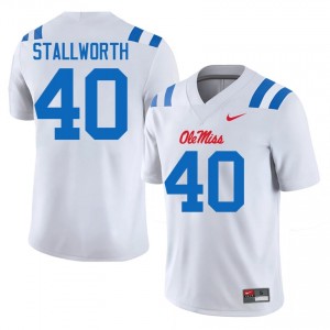 Durable Micah Stallworth #40 UM Rebels White Jersey | Men University Football Stitched Fan Gear 66688160