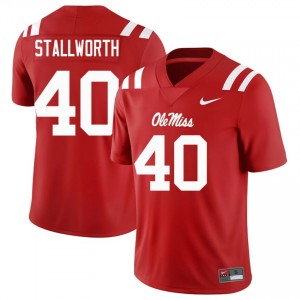 Red Micah Stallworth #40 Miss Rebels Jersey | Men High School Football Moisture Wicking Embroidery 53499577