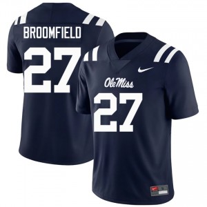 Ole Miss Pat Broomfield #27 Navy Jersey | Essential Embroidery NCAA Football Men Apparel 14605740
