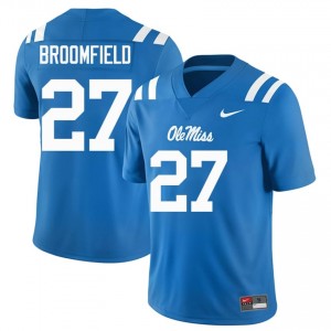 Pat Broomfield #27 Ole Miss Rebels Jersey | Iconic Powder Blue College Football Men Stitch 53322075