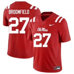 Red Pat Broomfield #27 Miss Rebels Jersey | Men High School Football Moisture Wicking Embroidery 17585966