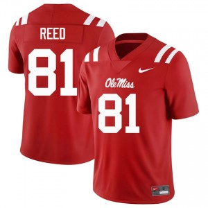 Red Samari Reed #81 Ole Miss Rebels Jersey | Men High School Football Moisture Wicking Embroidery 28662359