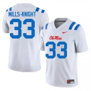UM Rebels Shekai Mills-Knight #33 White Jersey | Premium Stitched NCAA Football Men Apparel 49937528