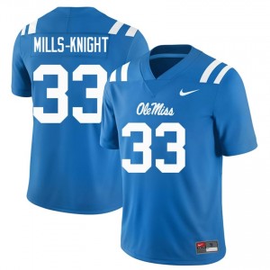 #33 Shekai Mills-Knight Ole Miss Rebels Powder Blue Jersey | Authentic Stitch Men Player Football Gear 39120155