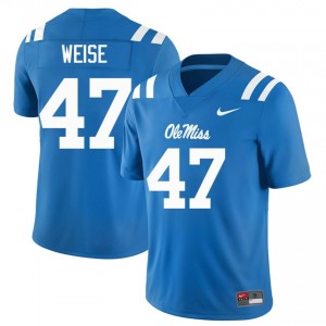 Ole Miss Rebels Stephon Weise #47 Powder Blue Jersey | Pro Cut Stitch NCAA Football Men Apparel 55652135