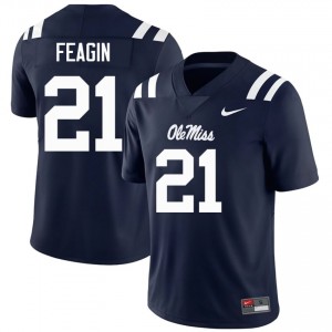Top-Tier Tavoy Feagin #21 Ole Miss Navy Jersey | Men University Football Embroidery Fan Gear 48088069