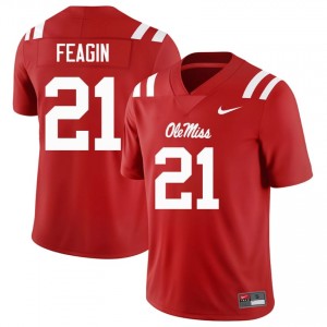 Miss Rebels Tavoy Feagin #21 Red Jersey | Genuine Embroidery NCAA Football Men Apparel 32931821