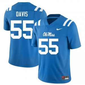 #55 Terez Davis Ole Miss Rebels Powder Blue Jersey | Authentic Stitch Men Player Football Gear 98544523