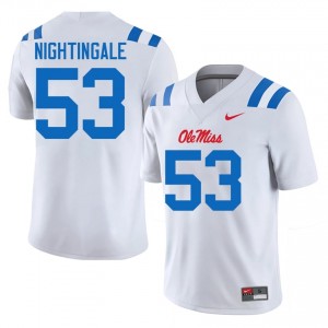 #53 Trey Nightingale UM Rebels White Jersey | Elite Stitched Men Player Football Gear 26237752