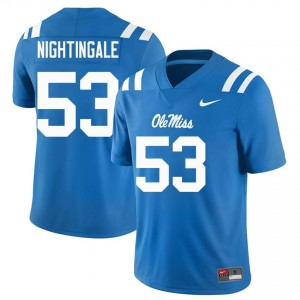 Powder Blue Trey Nightingale #53 Ole Miss Rebels Jersey | Men High School Football Licensed Stitch 98884827