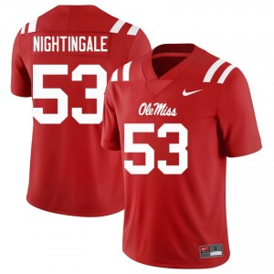 Miss Rebels Trey Nightingale #53 Red Jersey | Genuine Embroidery NCAA Football Men Apparel 94978725