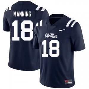 #18 Archie Manning Ole Miss Navy Jersey | Classic Embroidery Men Player Football Gear 16269977