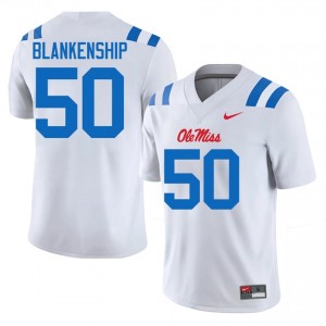 UM Rebels Caleb Blankenship #50 White Jersey | Premium Stitched NCAA Football Men Apparel 93393919
