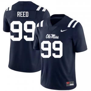 #99 Carmelow Reed Ole Miss Navy Jersey | Classic Embroidery Men Player Football Gear 77769818