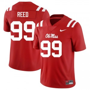 Elite Thread Carmelow Reed #99 Miss Rebels Red Jersey | Men University Football Embroidery Fan Gear 21820151