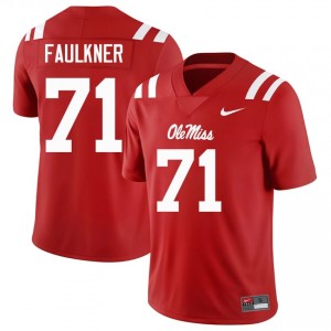 Ole Miss Rebels Emanuel Faulkner #71 Red Jersey | Genuine Embroidery NCAA Football Men Apparel 25254998