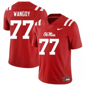 Enoch Wangoy #77 Ole Miss Rebels Jersey | Gameday Red College Football Men Embroidery 50919203