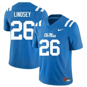 #26 JT Lindsey Ole Miss Rebels Powder Blue Jersey | Authentic Stitch Men Player Football Gear 23641501