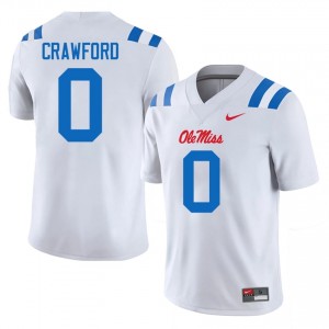 UM Rebels Jalyn Crawford #0 White Jersey | Premium Stitched NCAA Football Men Apparel 10778856