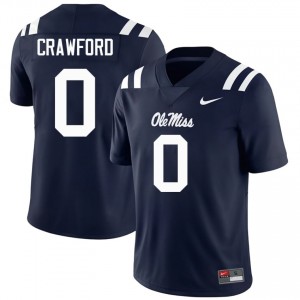 Navy Jalyn Crawford #0 Ole Miss Jersey | Men High School Football Limited Embroidery 50487627