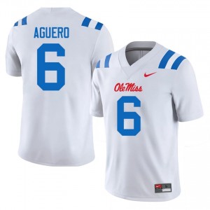 Durable Joenel Aguero #6 UM Rebels White Jersey | Men University Football Stitched Fan Gear 75395575
