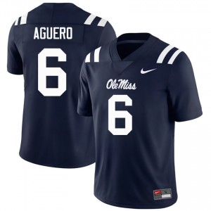 Ole Miss Joenel Aguero #6 Navy Jersey | Essential Embroidery NCAA Football Men Apparel 75019658
