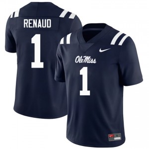 Jordan Renaud #1 Mississippi Rebels Jersey | Pro-Grade Navy College Football Men Embroidery 50264120