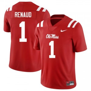 #1 Jordan Renaud Ole Miss Rebels Red Jersey | Alumni Embroidery Men Player Football Gear 38053875