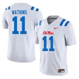 #11 Jordan Watkins UM Rebels White Jersey | Elite Stitched Men Player Football Gear 99429030