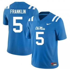 Officially Licensed Kam Franklin #5 Ole Miss Rebels Powder Blue Jersey | Men University Football Stitch Fan Gear 80809003