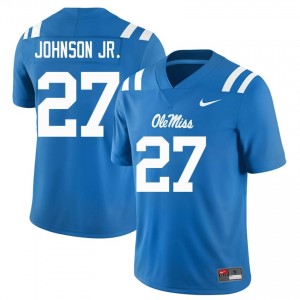 Powder Blue Kervin Johnson Jr. #27 Ole Miss Rebels Jersey | Men High School Football Licensed Stitch 53080304