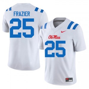 #25 Makhi Frazier UM Rebels White Jersey | Elite Stitched Men Player Football Gear 85881077