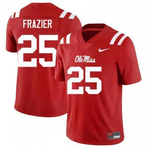 Miss Rebels Makhi Frazier #25 Red Jersey | Genuine Embroidery NCAA Football Men Apparel 58017093