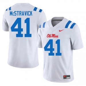 Durable Peter McStravick #41 Ole Miss White Jersey | Men University Football Stitched Fan Gear 78809382