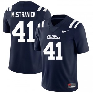 Mississippi Rebels Peter McStravick #41 Navy Jersey | Essential Embroidery NCAA Football Men Apparel 94093601