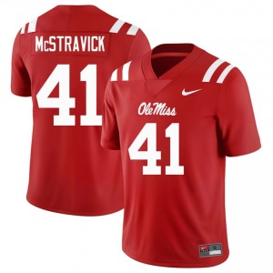 Red Peter McStravick #41 Ole Miss Rebels Jersey | Men High School Football Moisture Wicking Embroidery 81769730