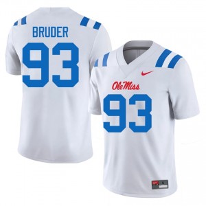 Durable Richie Bruder #93 UM Rebels White Jersey | Men University Football Stitched Fan Gear 37565012