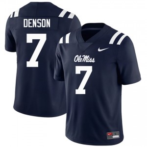 Navy Sharif Denson #7 Mississippi Rebels Jersey | Men High School Football Limited Embroidery 53262075