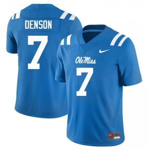 #7 Sharif Denson Rebels Powder Blue Jersey | Authentic Stitch Men Player Football Gear 65190113