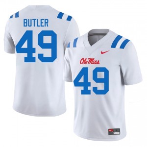 Durable Tah'j Butler #49 Ole Miss White Jersey | Men University Football Stitched Fan Gear 10607977