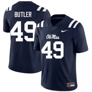 Mississippi Rebels Tah'j Butler #49 Navy Jersey | Essential Embroidery NCAA Football Men Apparel 83112063