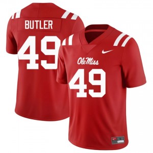 Red Tah'j Butler #49 Ole Miss Rebels Jersey | Men High School Football Moisture Wicking Embroidery 31908901
