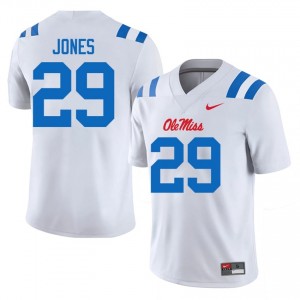#29 William Jones UM Rebels White Jersey | Elite Stitched Men Player Football Gear 46399648