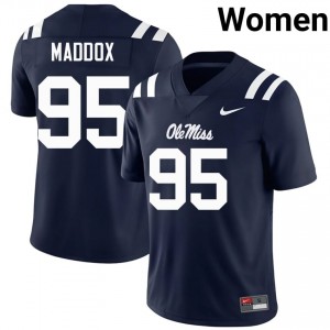 #95 Andrew Maddox Ole Miss Navy Jersey | Classic Stitched Women Player Football Gear 56498957