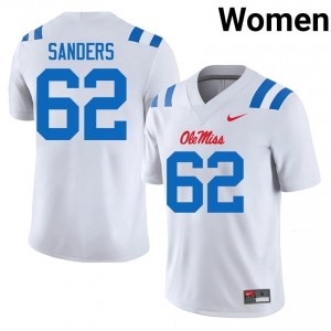 Durable Brycen Sanders #62 Ole Miss White Jersey | Women University Football Swen Fan Gear 62093341